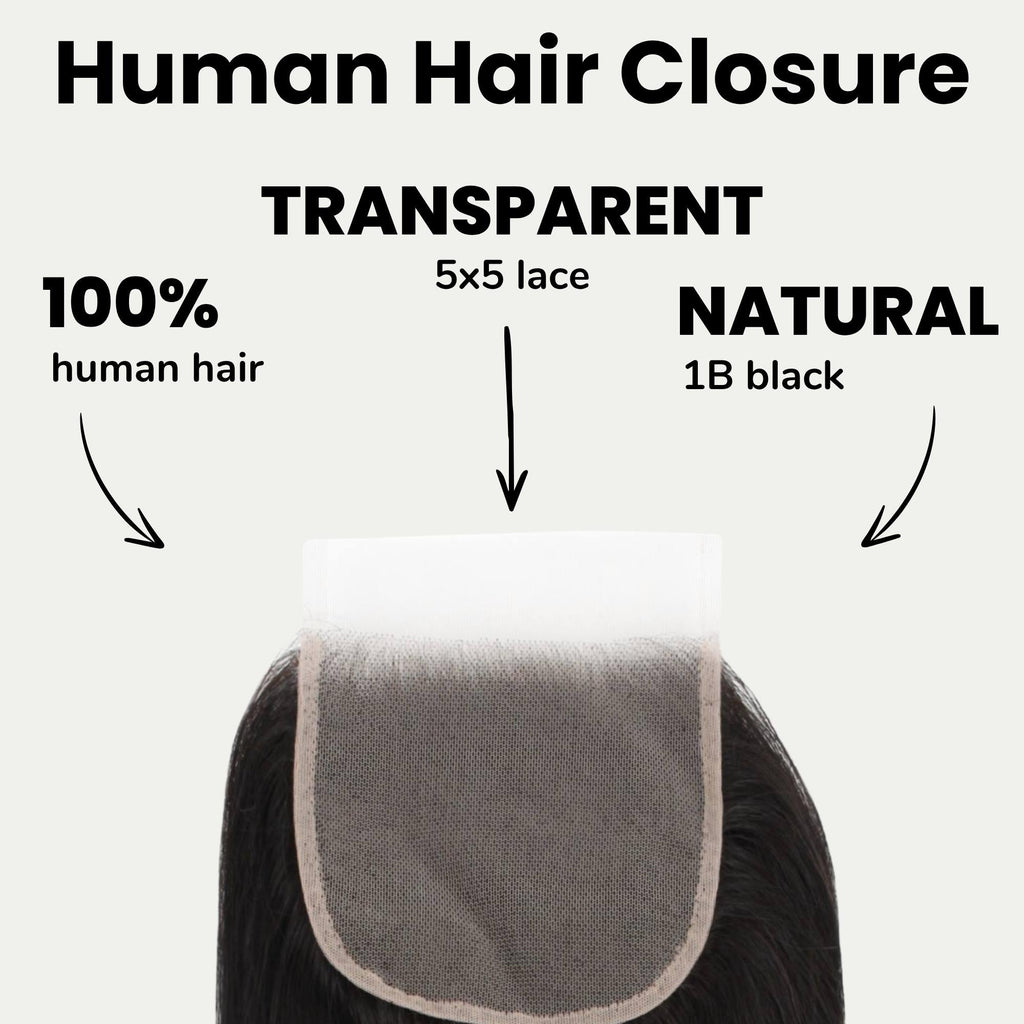 Straight 5x5 Transparent Lace Human Hair Closure