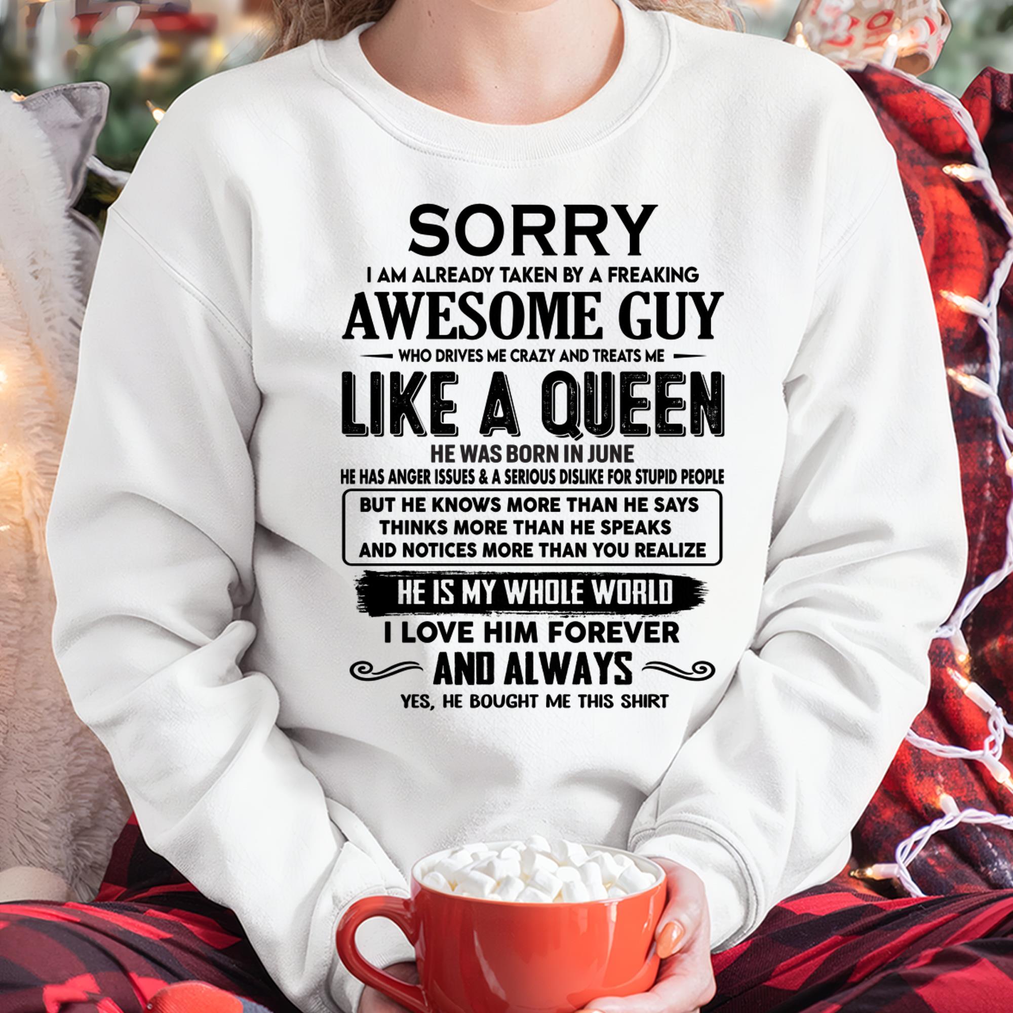 June - Sorry I am already taken by a freaking awesome guy - Gift for Wife From Husband - NGHL06 (SKU-SRG-06)