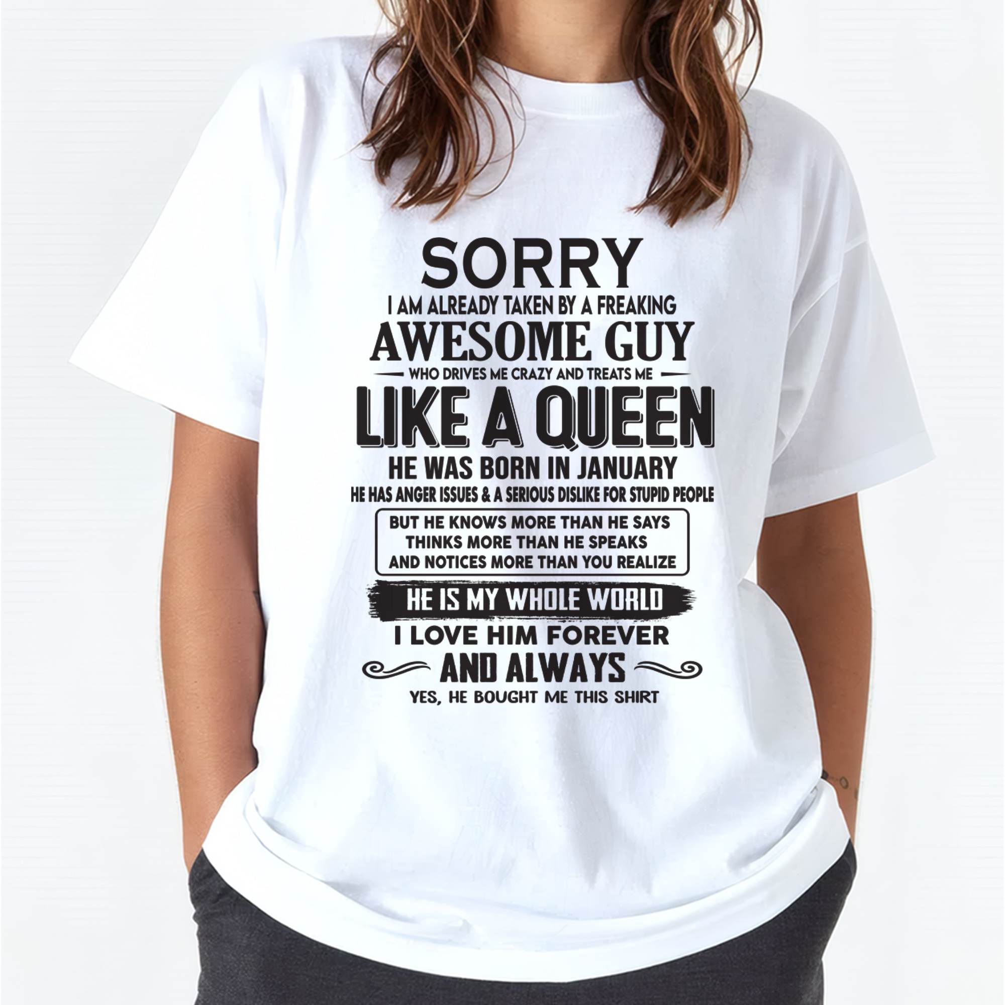 January - Sorry I am already taken by a freaking awesome guy - Gift for Wife From Husband - NGHL01 (SKU08-25-01)