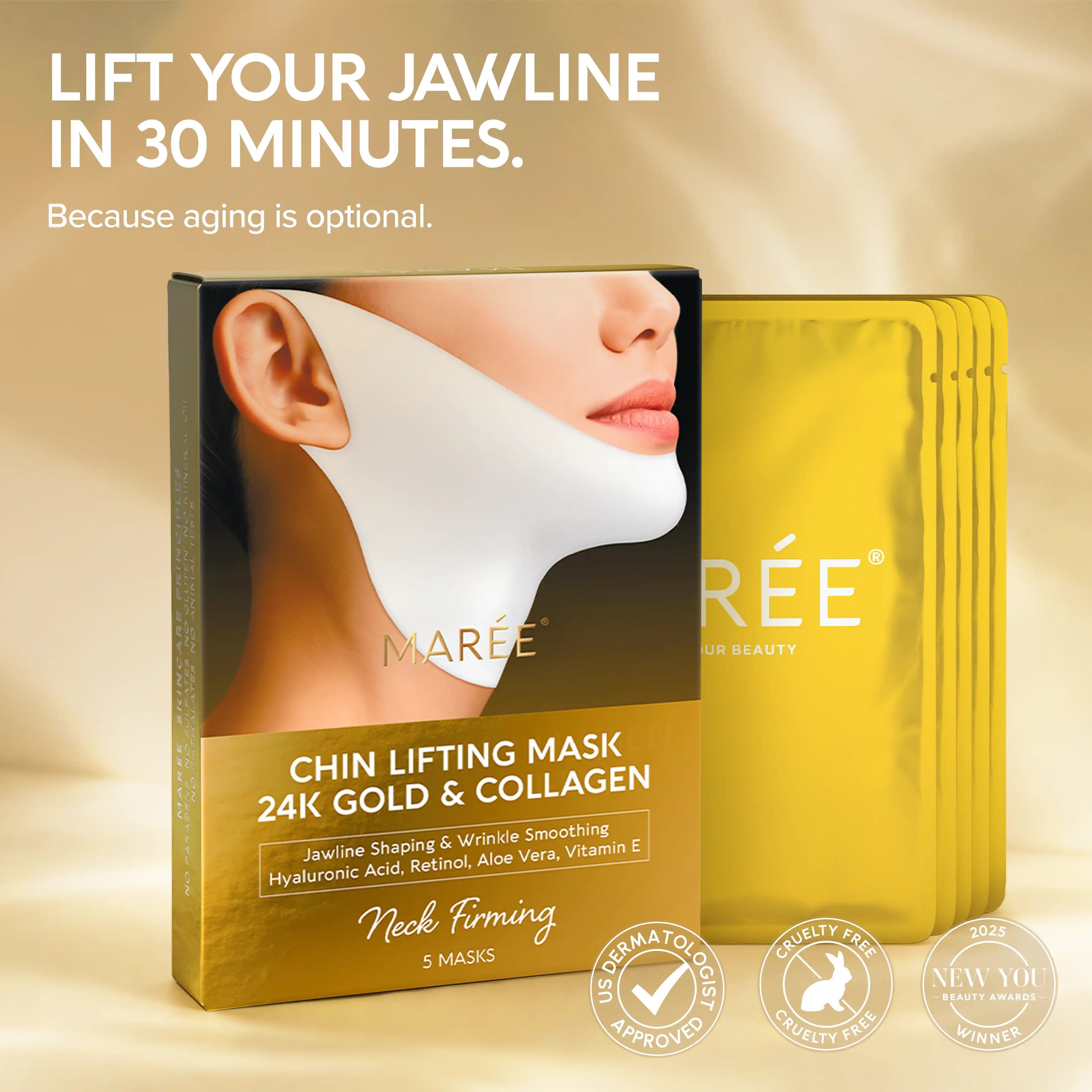 Mascarilla tensora de oro 24K para barbilla y mandíbula