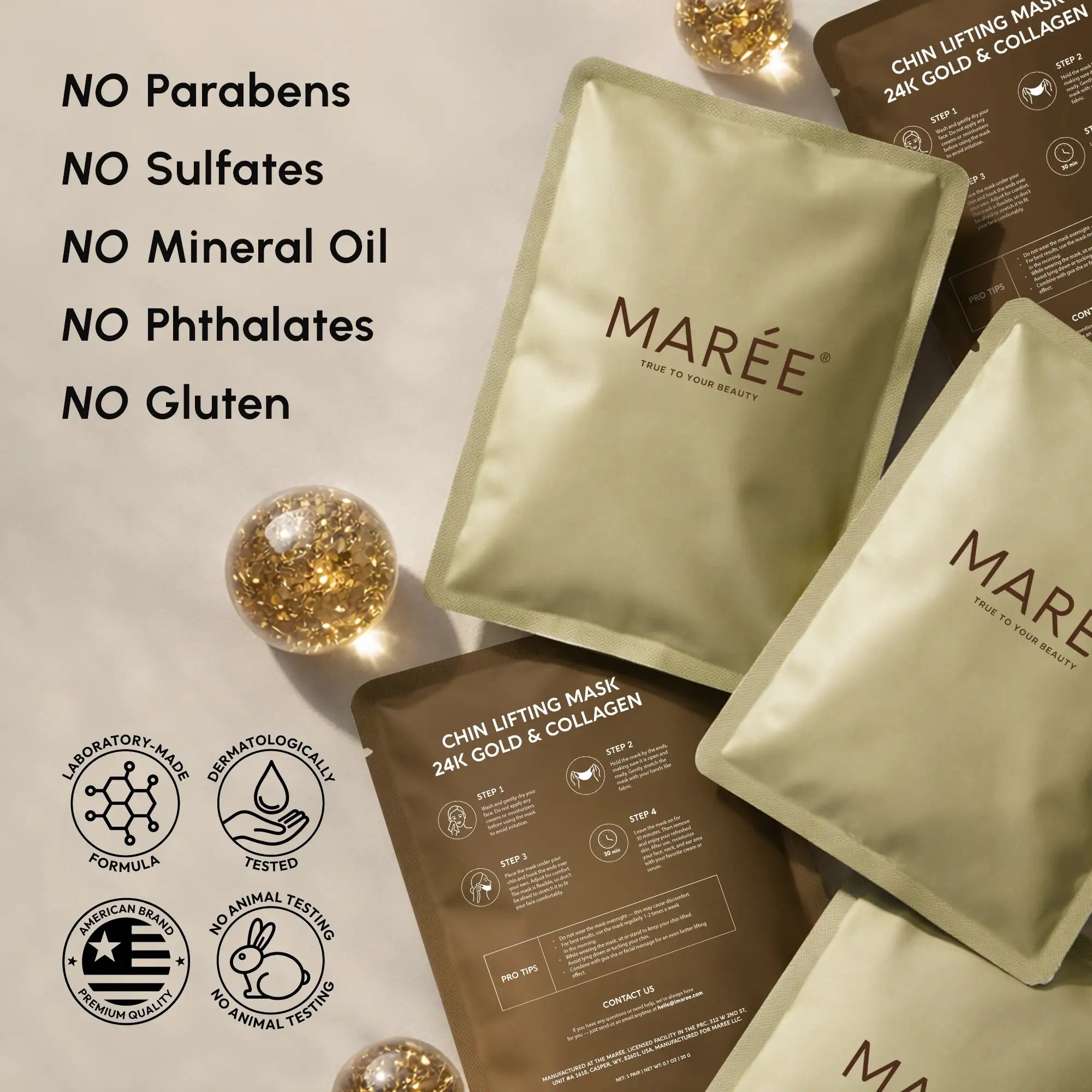Mascarilla tensora de oro 24K para barbilla y mandíbula