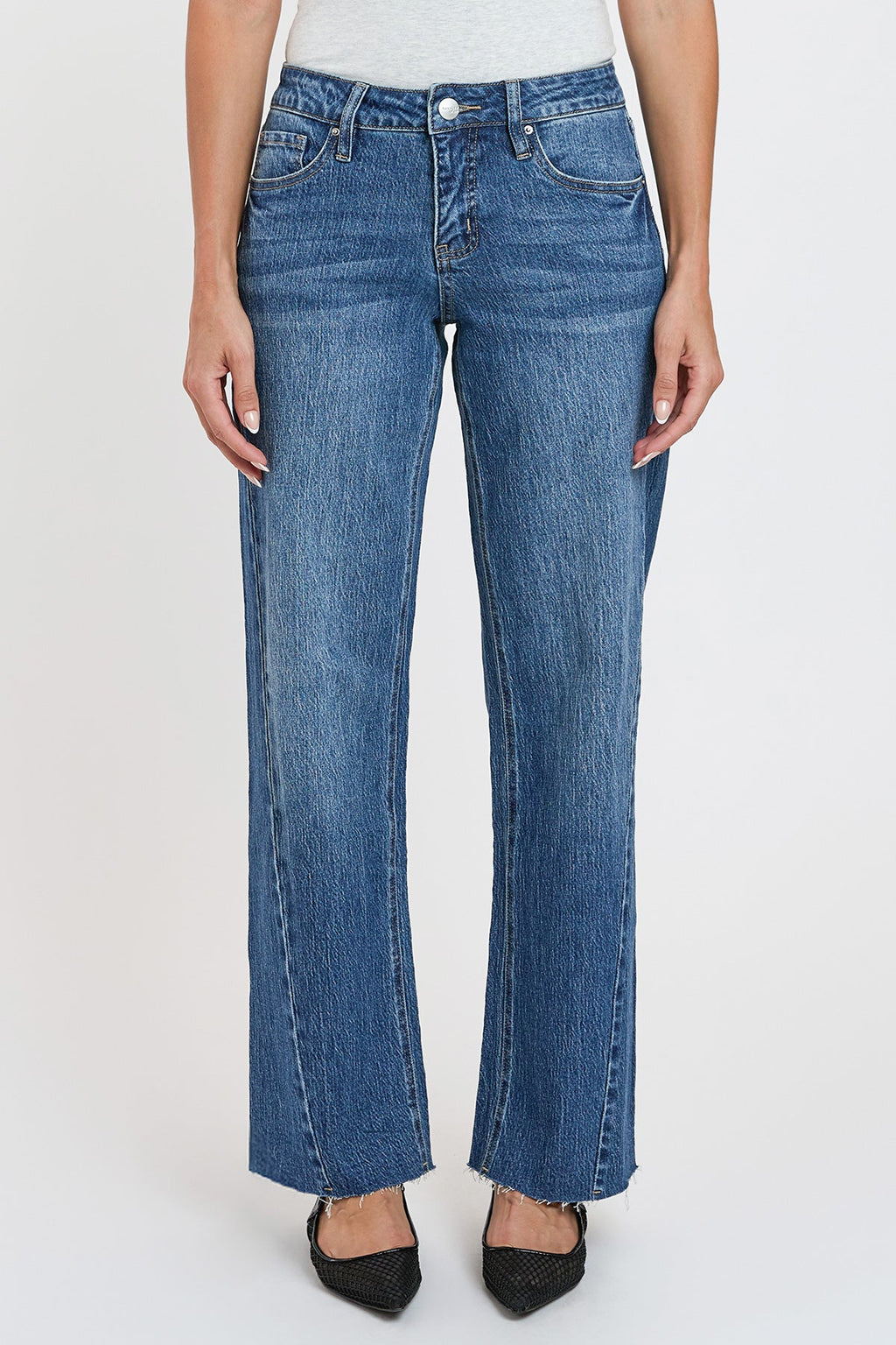 Women's Luxe Wide Leg Jeans with Angled Seam