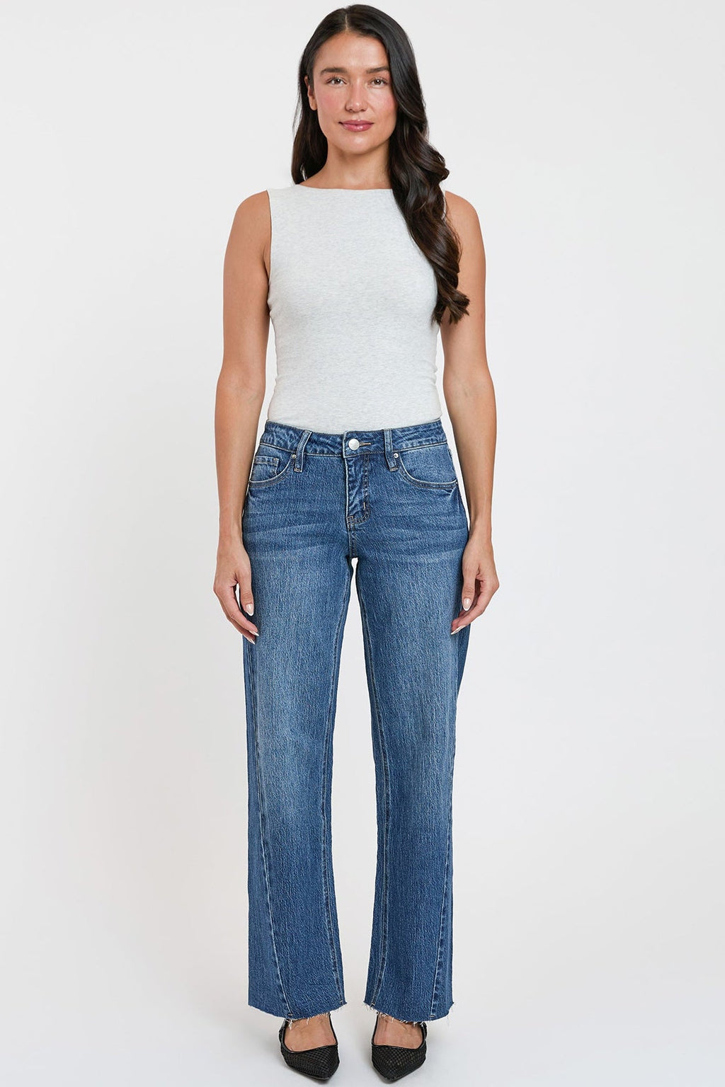 Women's Luxe Wide Leg Jeans with Angled Seam