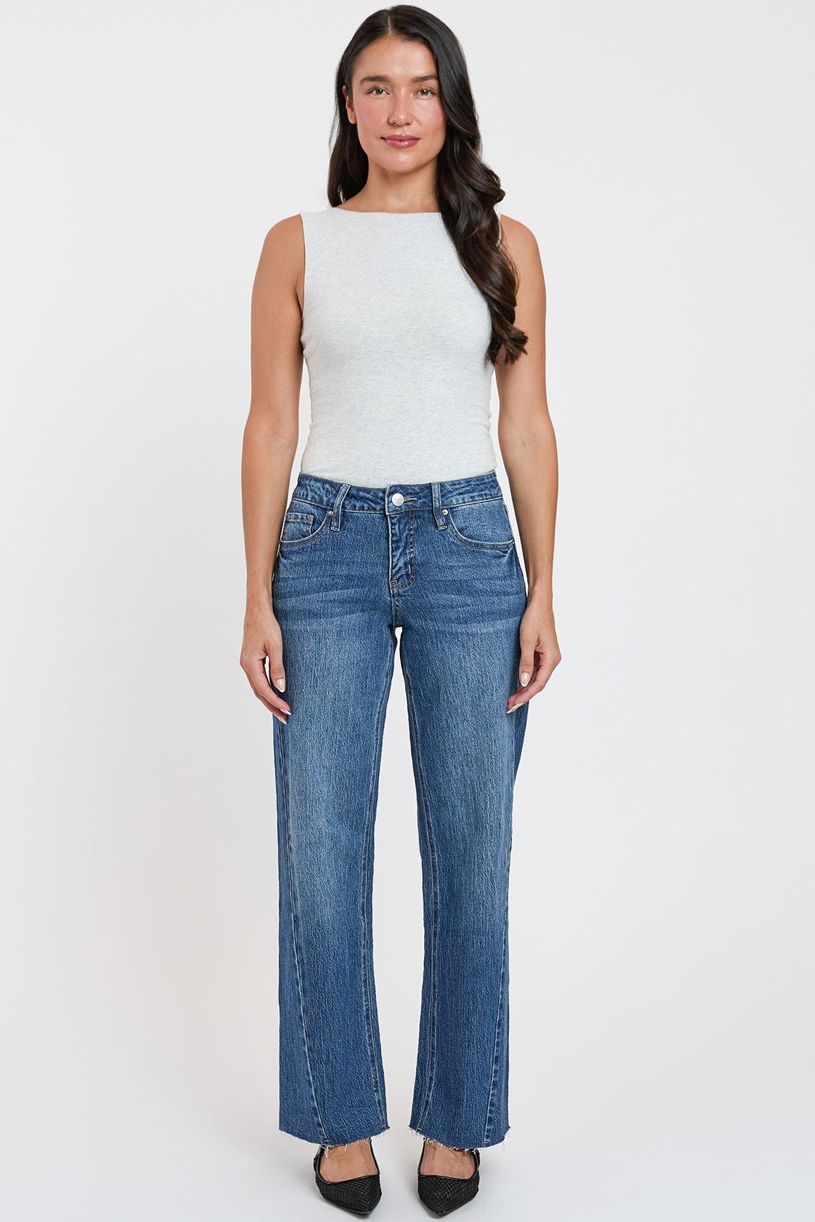 Women's Luxe Wide Leg Jeans with Angled Seam