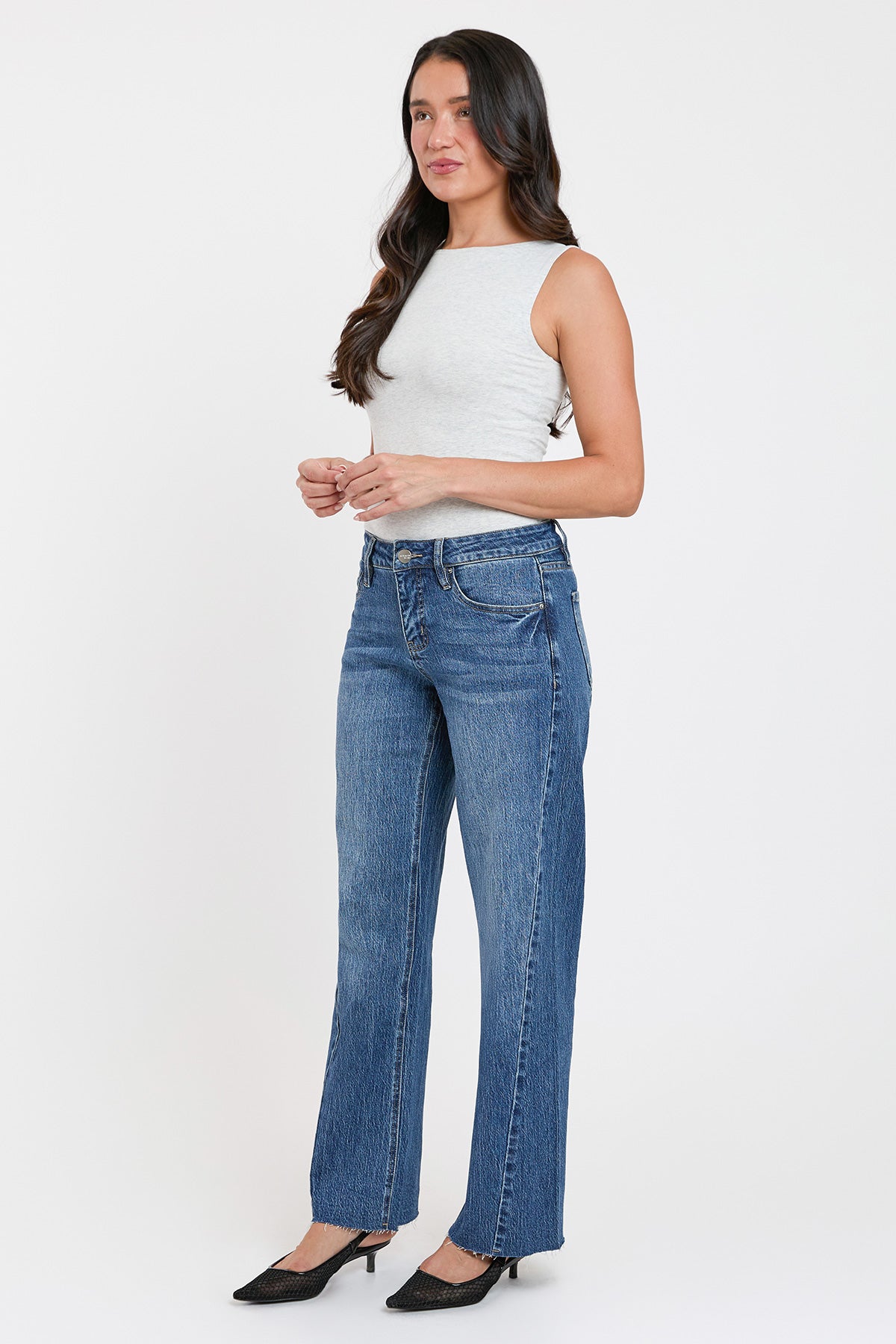Women's Luxe Wide Leg Jeans with Angled Seam