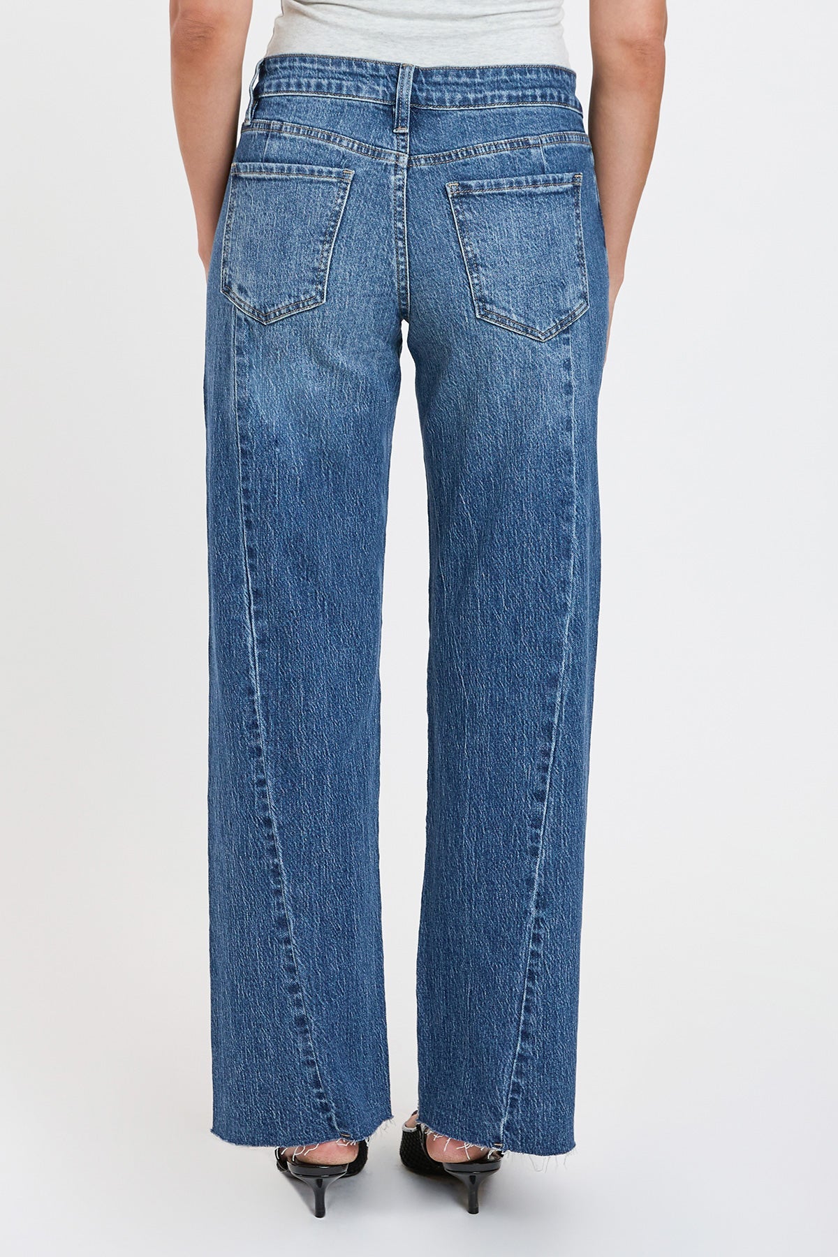 Women's Luxe Wide Leg Jeans with Angled Seam