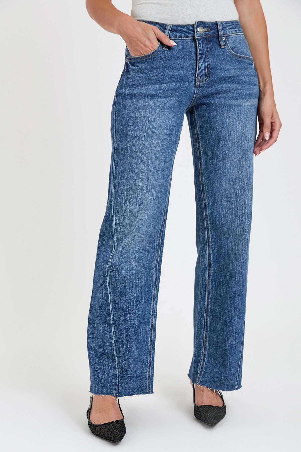 Women's Luxe Wide Leg Jeans with Angled Seam