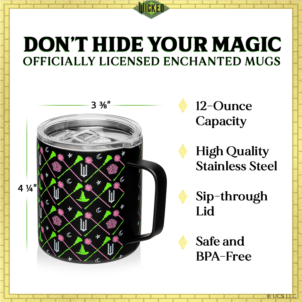 Taza de campamento Wicked de acero inoxidable negro - 355 ml