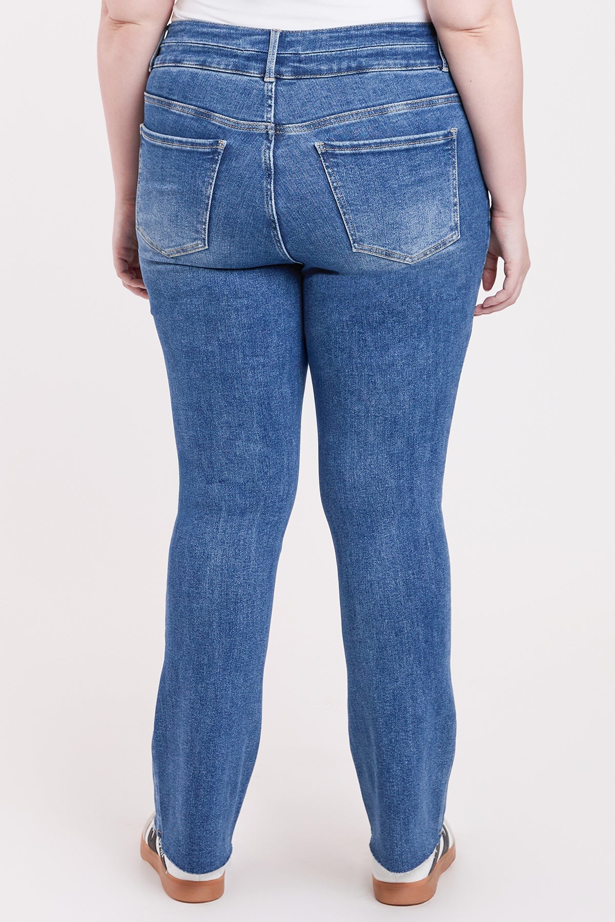 Vaqueros bootcut de tiro alto elástico prémium para mujer