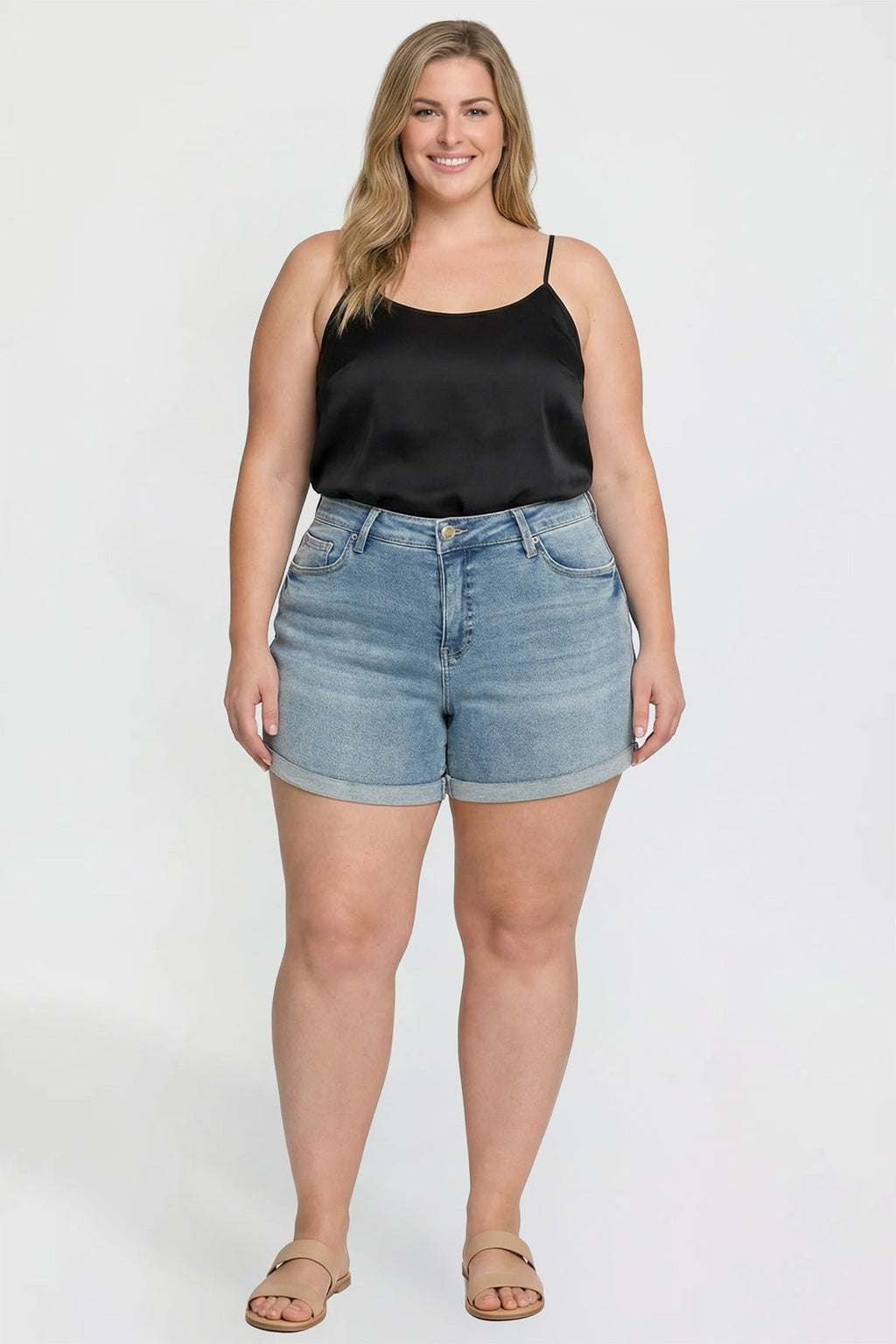 Women's Plus Premium Stretch Fold-Over Cuff Shorts