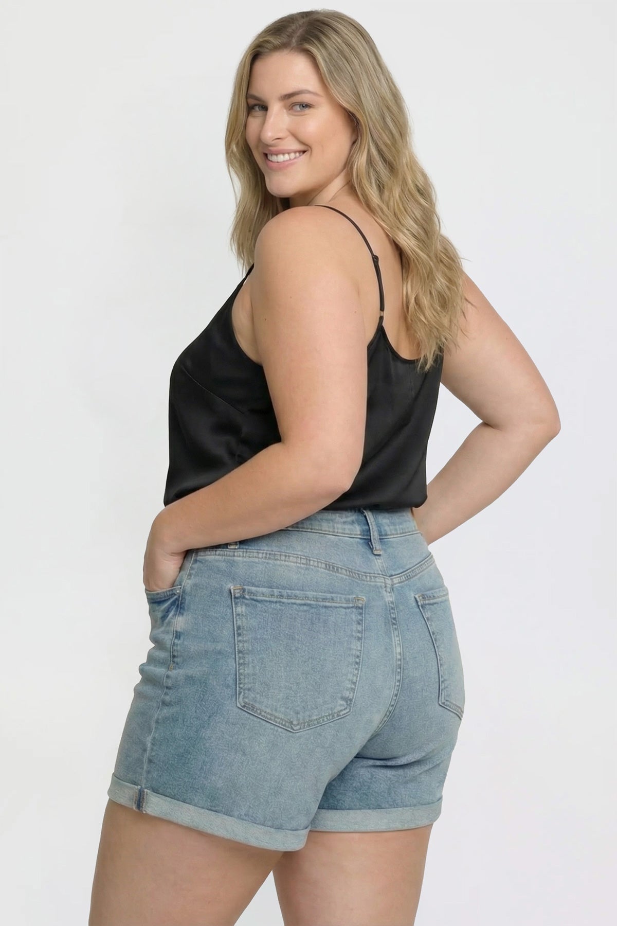Women's Plus Premium Stretch Fold-Over Cuff Shorts