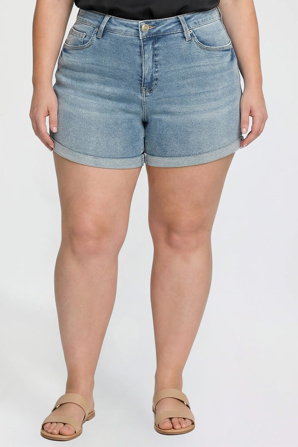 Women's Plus Premium Stretch Fold-Over Cuff Shorts