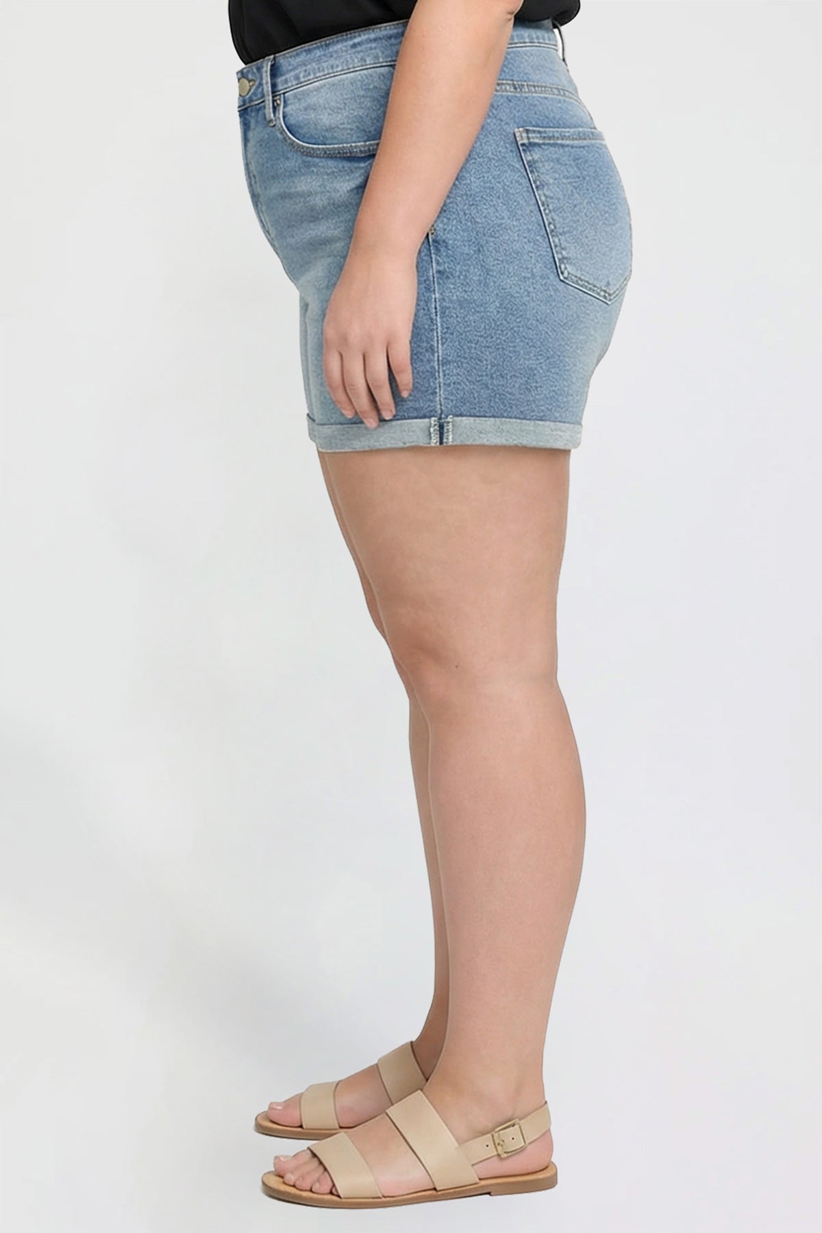 Women's Plus Premium Stretch Fold-Over Cuff Shorts