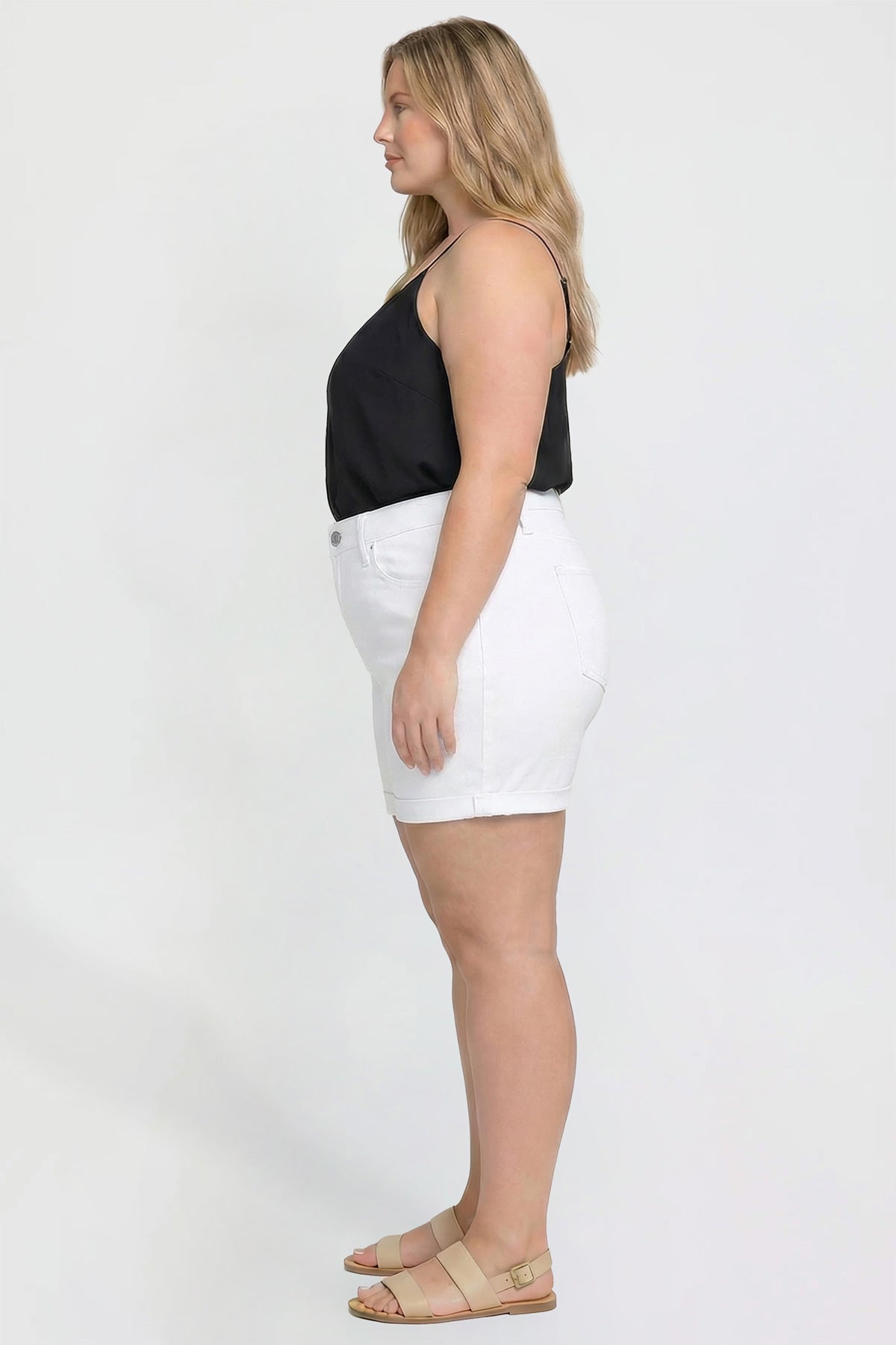 Women's Plus Premium Stretch Fold-Over Cuff Shorts