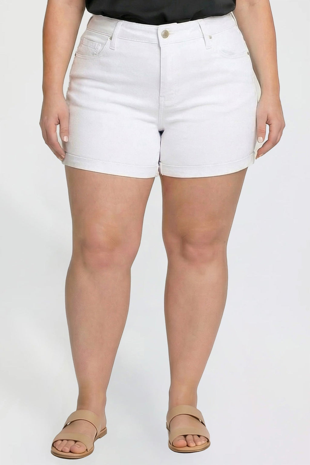 Women's Plus Premium Stretch Fold-Over Cuff Shorts