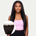 Frontal de cabello humano liso Yaki de encaje transparente 13x4