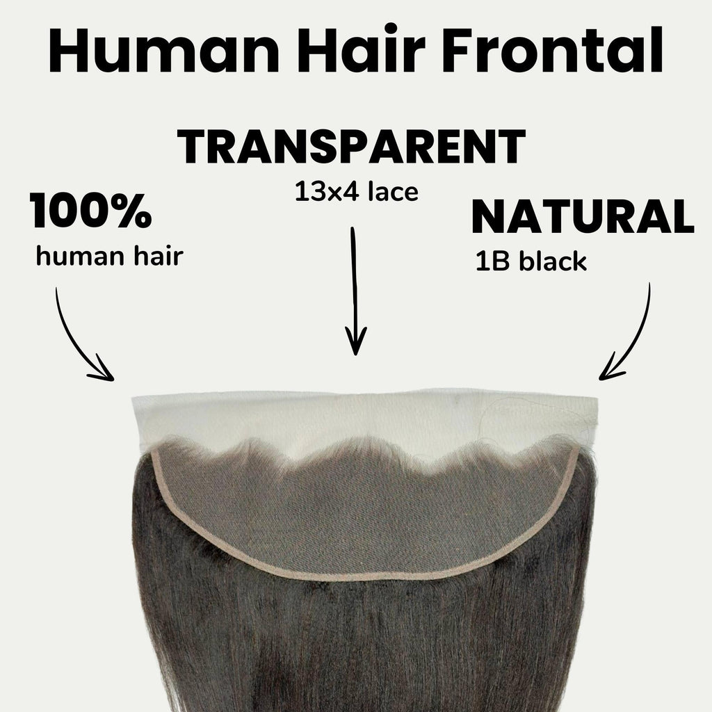 Frontal de cabello humano liso Yaki de encaje transparente 13x4