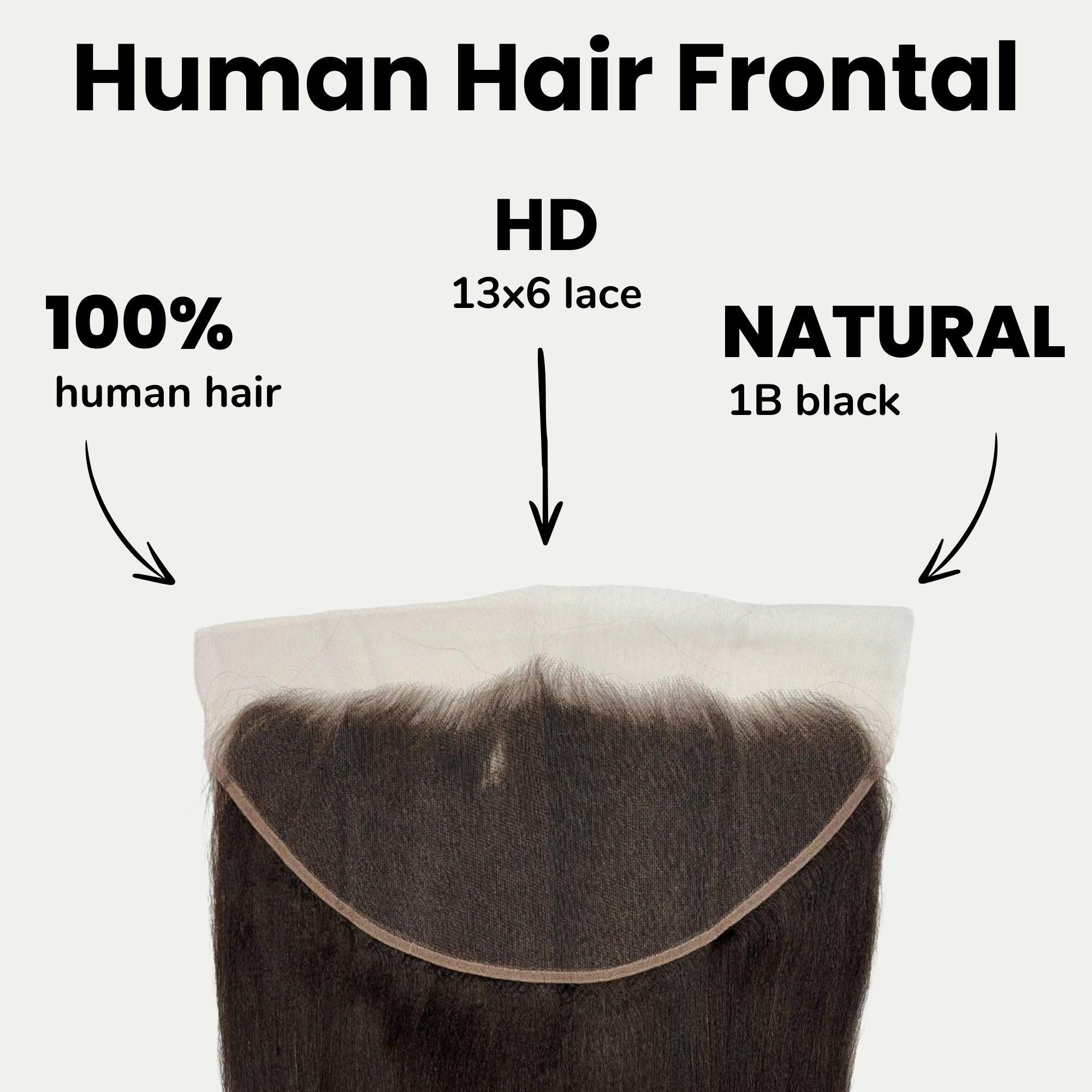 Frontal de cabello humano liso Yaki 13x6 con encaje HD