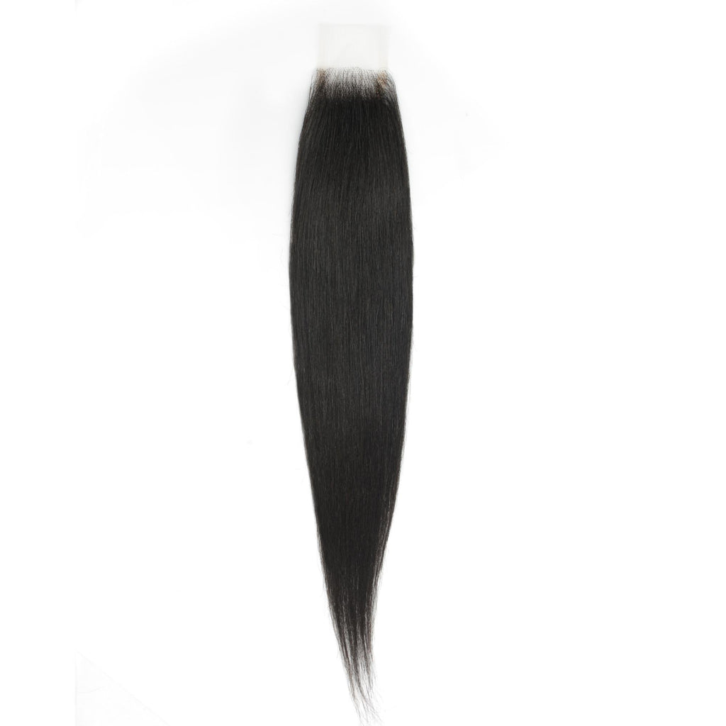 Cierre de cabello humano de encaje transparente 2x6 liso Yaki