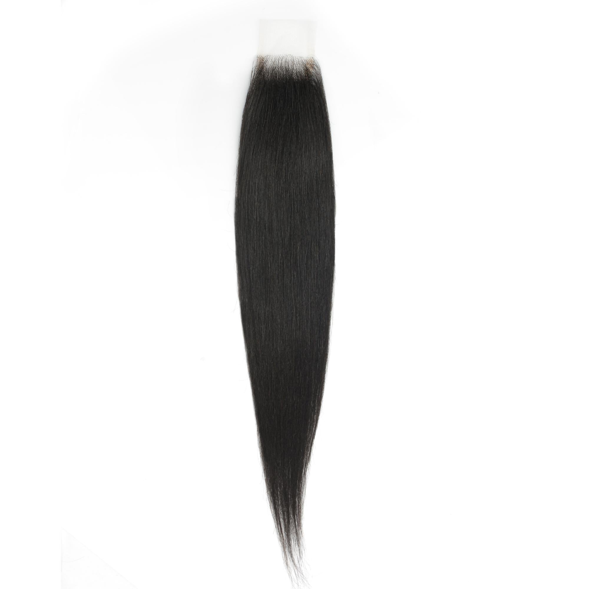 Cierre de cabello humano de encaje transparente 2x6 liso Yaki