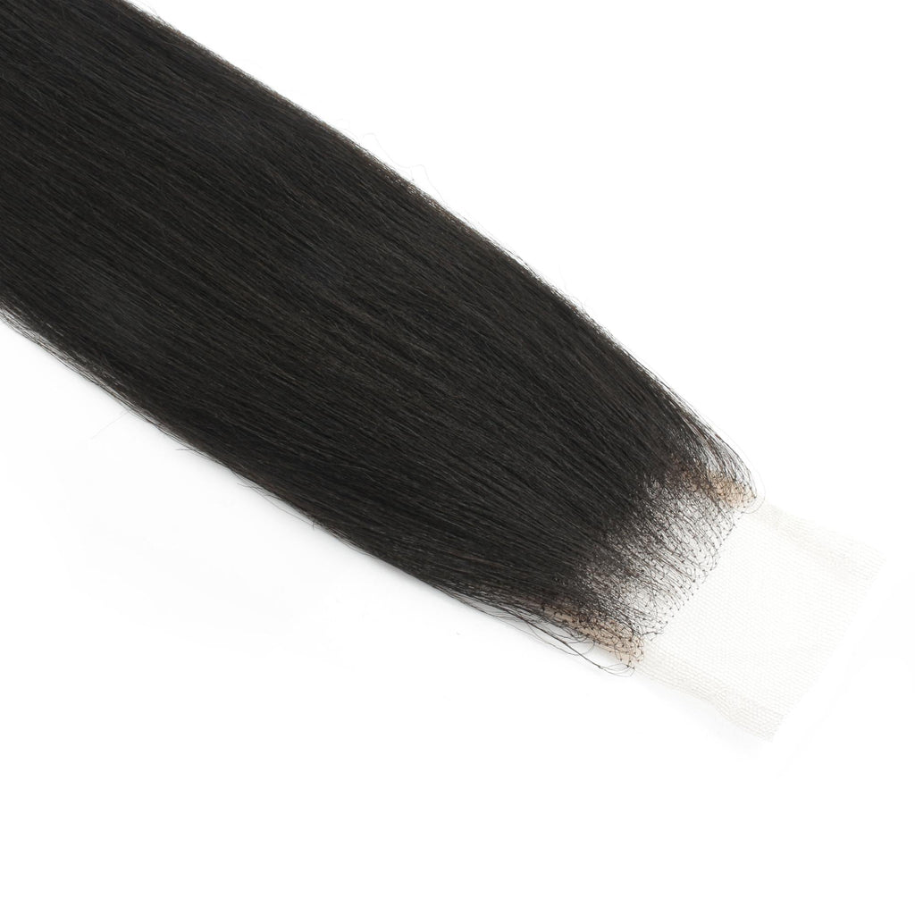 Cierre de cabello humano de encaje transparente 2x6 liso Yaki