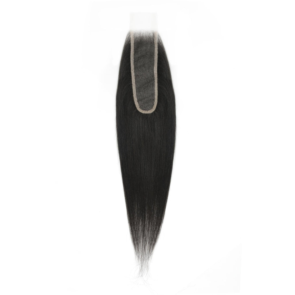 Cierre de cabello humano de encaje transparente 2x6 liso Yaki