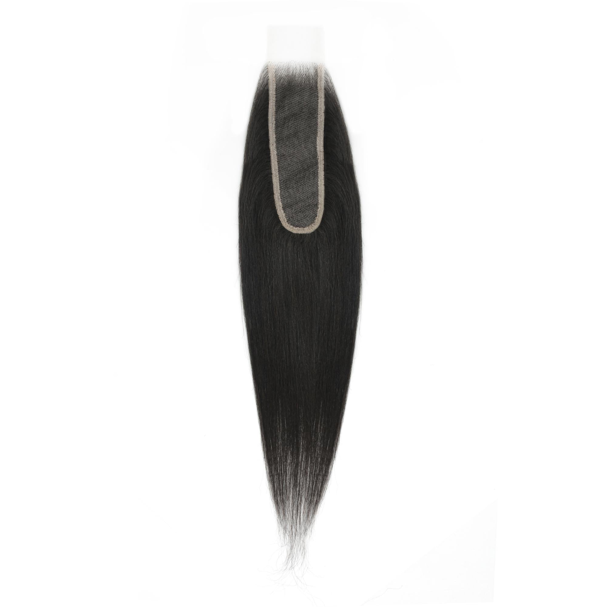 Cierre de cabello humano de encaje transparente 2x6 liso Yaki