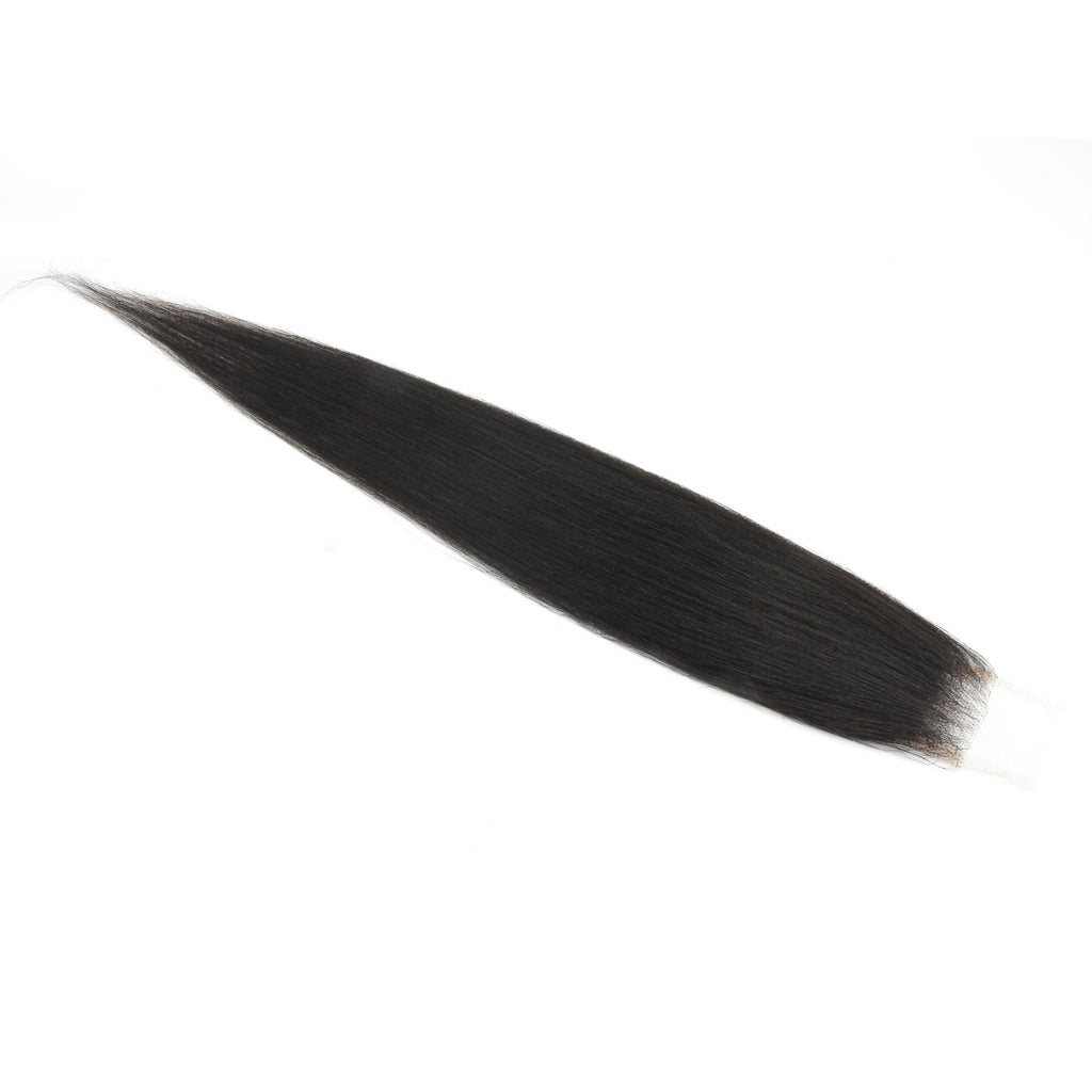 Cierre de cabello humano de encaje transparente 2x6 liso Yaki