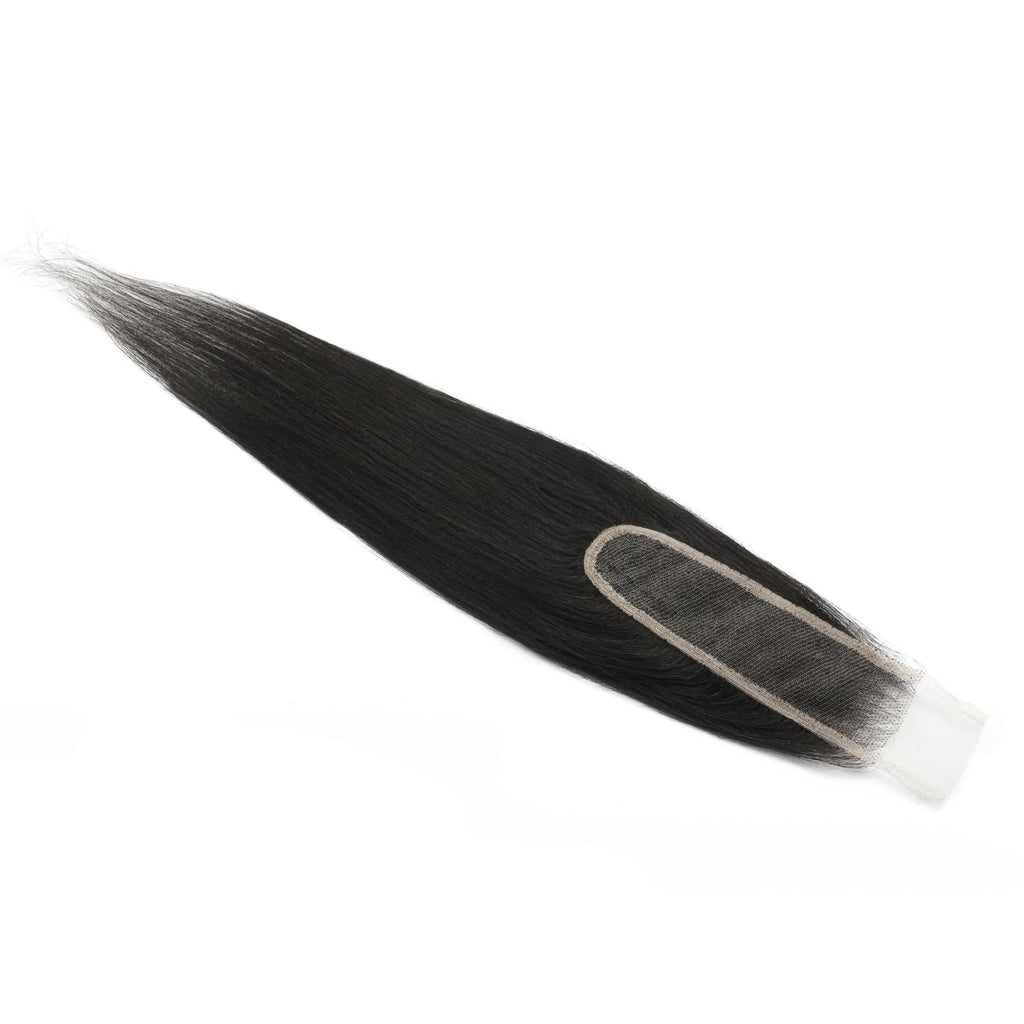 Cierre de cabello humano de encaje transparente 2x6 liso Yaki