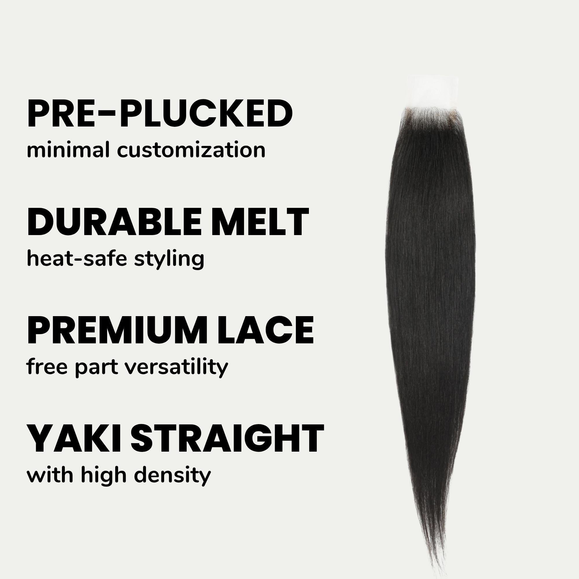 Cierre de cabello humano de encaje transparente 2x6 liso Yaki