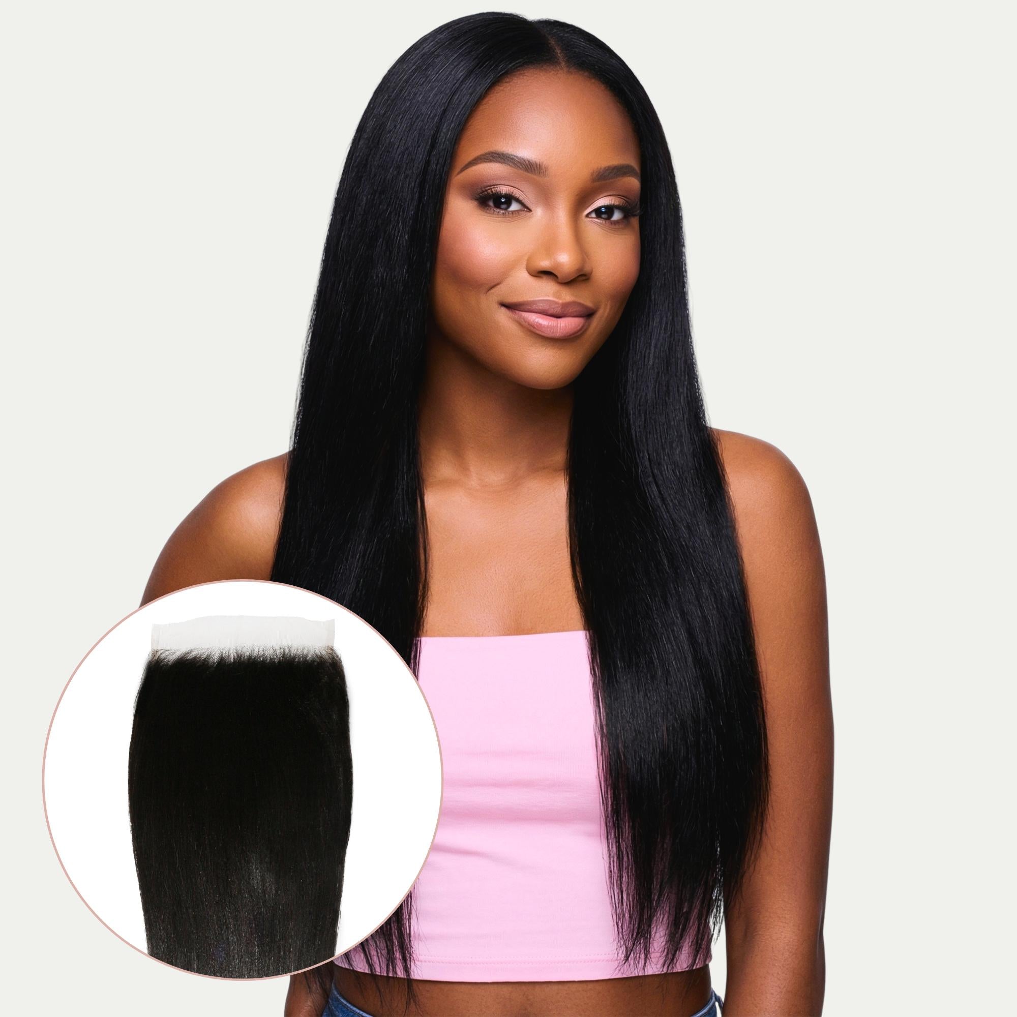 Cierre de cabello humano Yaki Liso 6x6 HD Lace