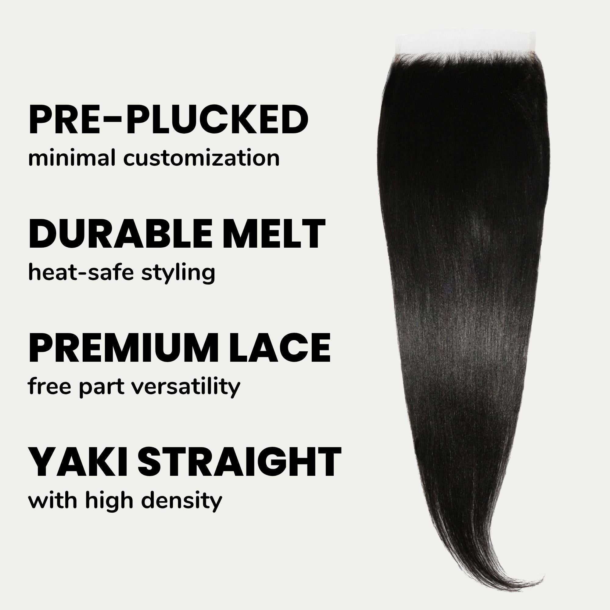 Cierre de cabello humano Yaki Liso 6x6 HD Lace