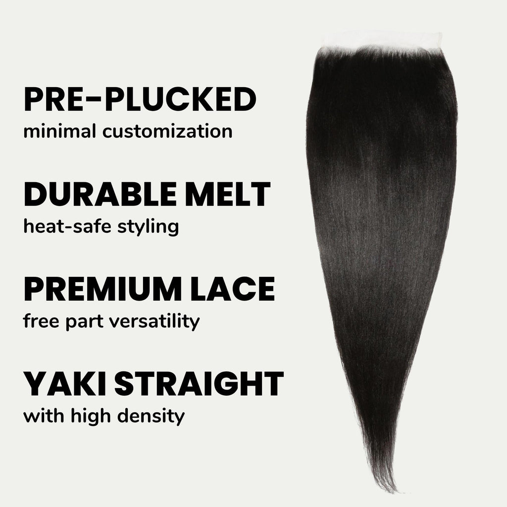 Cierre de cabello humano Yaki Liso 7x7 HD Lace