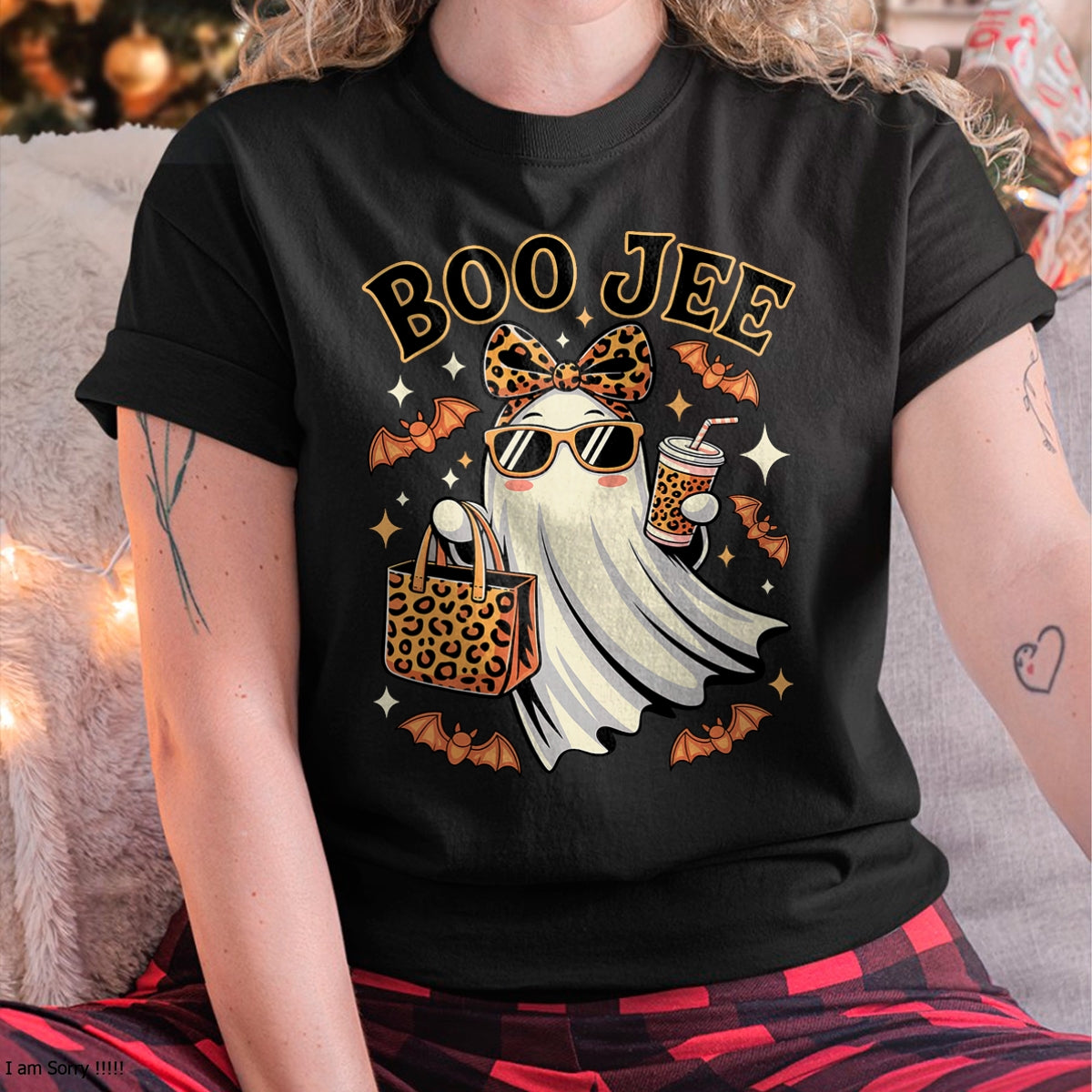 Coqueta Leopardo Fantasma Café Boo JEE Fantasma Boujee - Camiseta/Sudadera con Capucha Unisex de Halloween - NGHL00