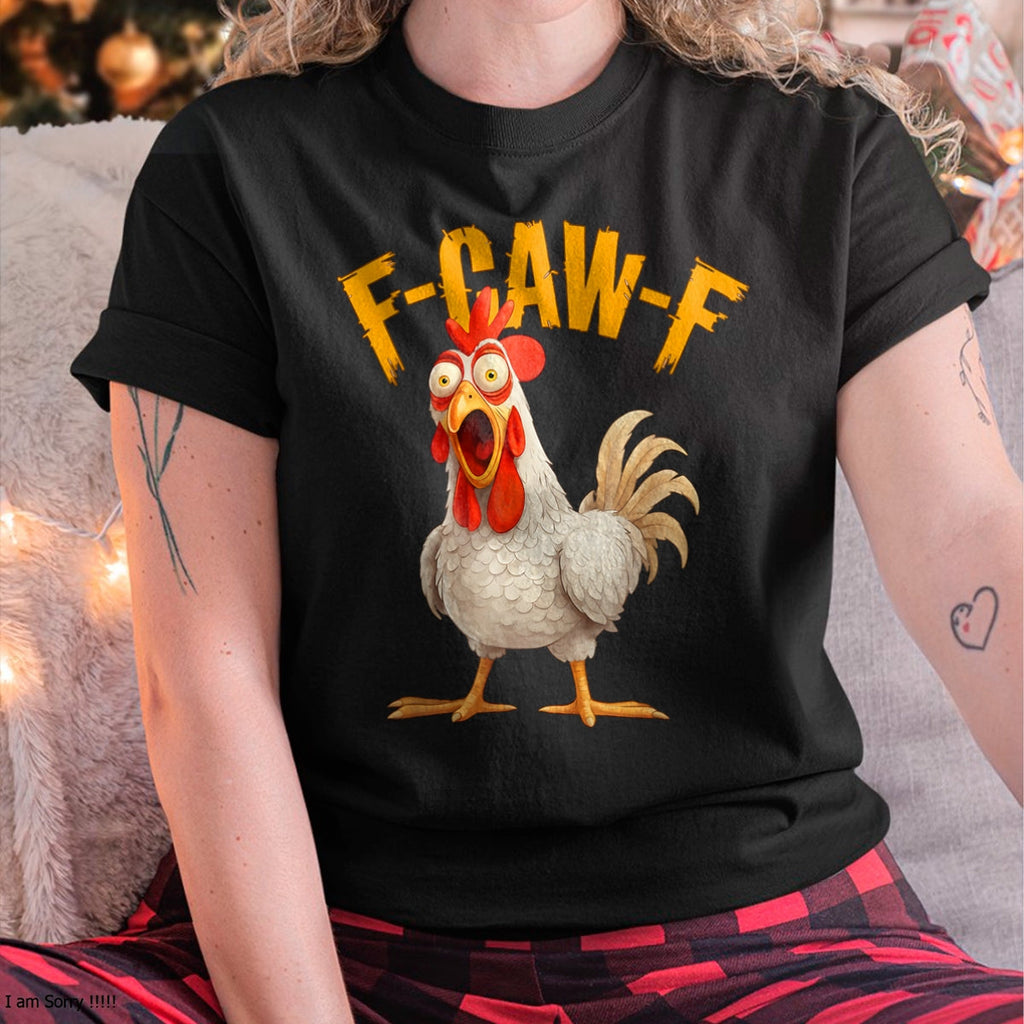 Divertida camiseta retro con juego de palabras de pollo "F-Awk-F" y gallo "F-Caw-F" - Camiseta/sudadera con capucha unisex de Halloween - NGHL00 (SKUT-1810HALLOWEEN-01)