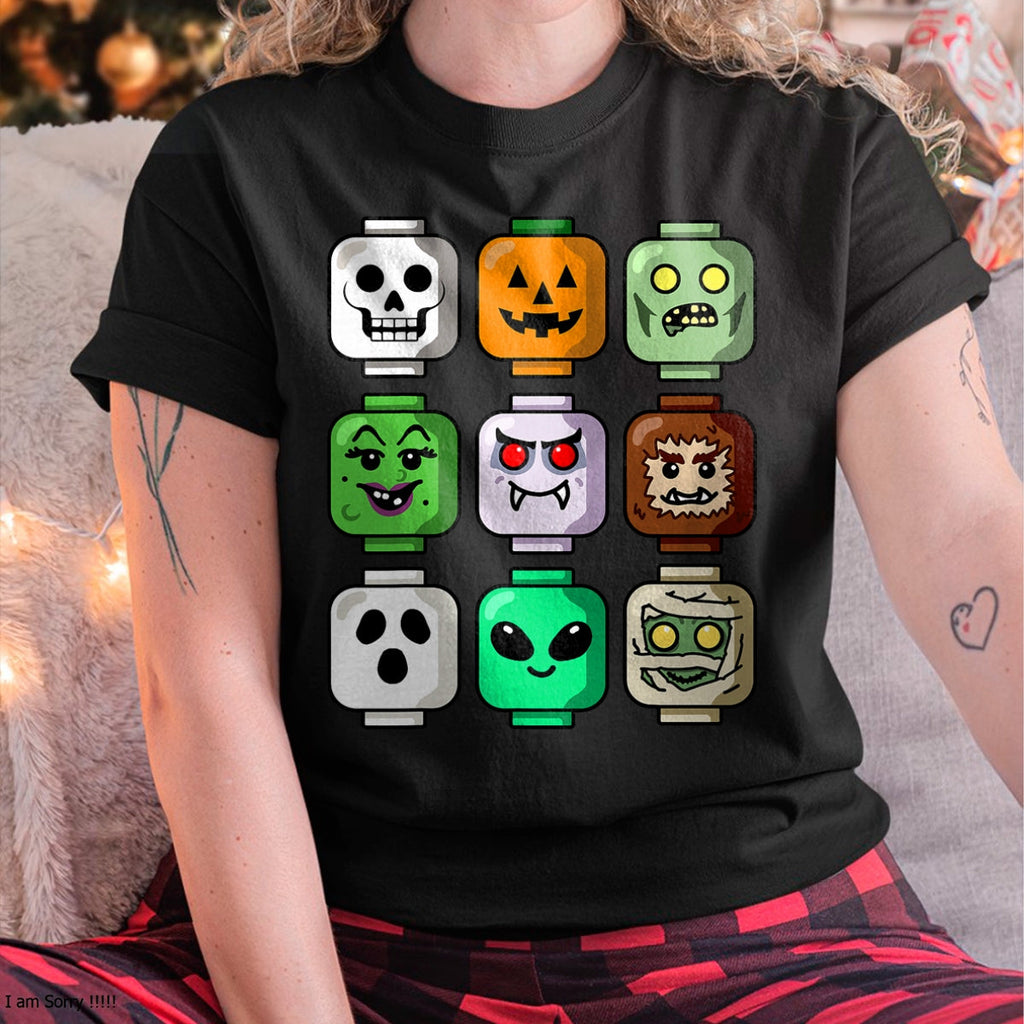 Camiseta de Halloween para niños con ladrillos de construcción, calabaza, fantasma, zombi - Camiseta/Sudadera unisex de Halloween - NGHL00