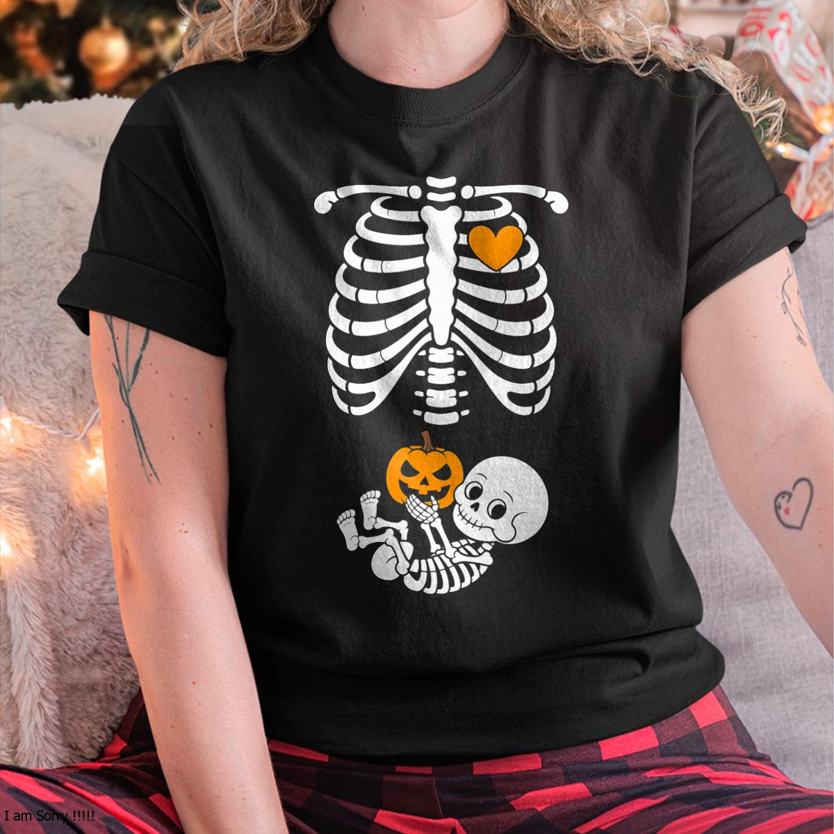 Camiseta de maternidad para Halloween con esqueleto de bebé y calabaza – Camiseta/Sudadera unisex de Halloween – NGHL00