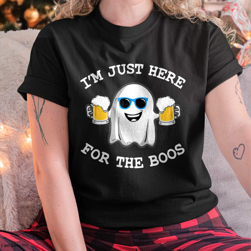 Camiseta divertida de Halloween "Solo estoy aquí por los abucheos" regalo de disfraz - Camiseta/Sudadera con capucha unisex de Halloween - NGHL00