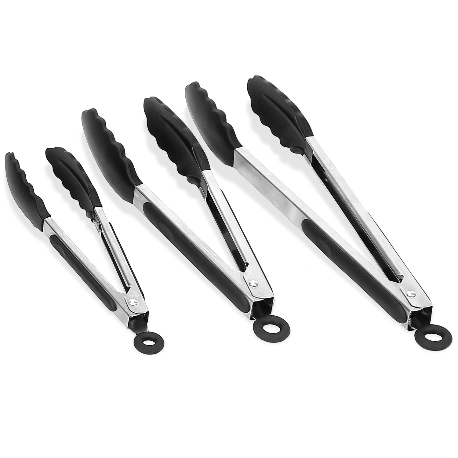 3 Pinzas de Cocina de Acero Inoxidable con Punta de Silicona, Sin BPA, Antiadherentes, para Barbacoa, Cocina, Parrilla, Pinzas de Bloqueo para Alimentos, Resistentes al Calor
