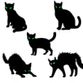 Decoraciones de letreros de jardín de gatos de Halloween, 5 piezas que brillan en la oscuridad, letreros de césped fluorescentes de gatos de Halloween con 10 estacas para casa embrujada, jardín y aterrador