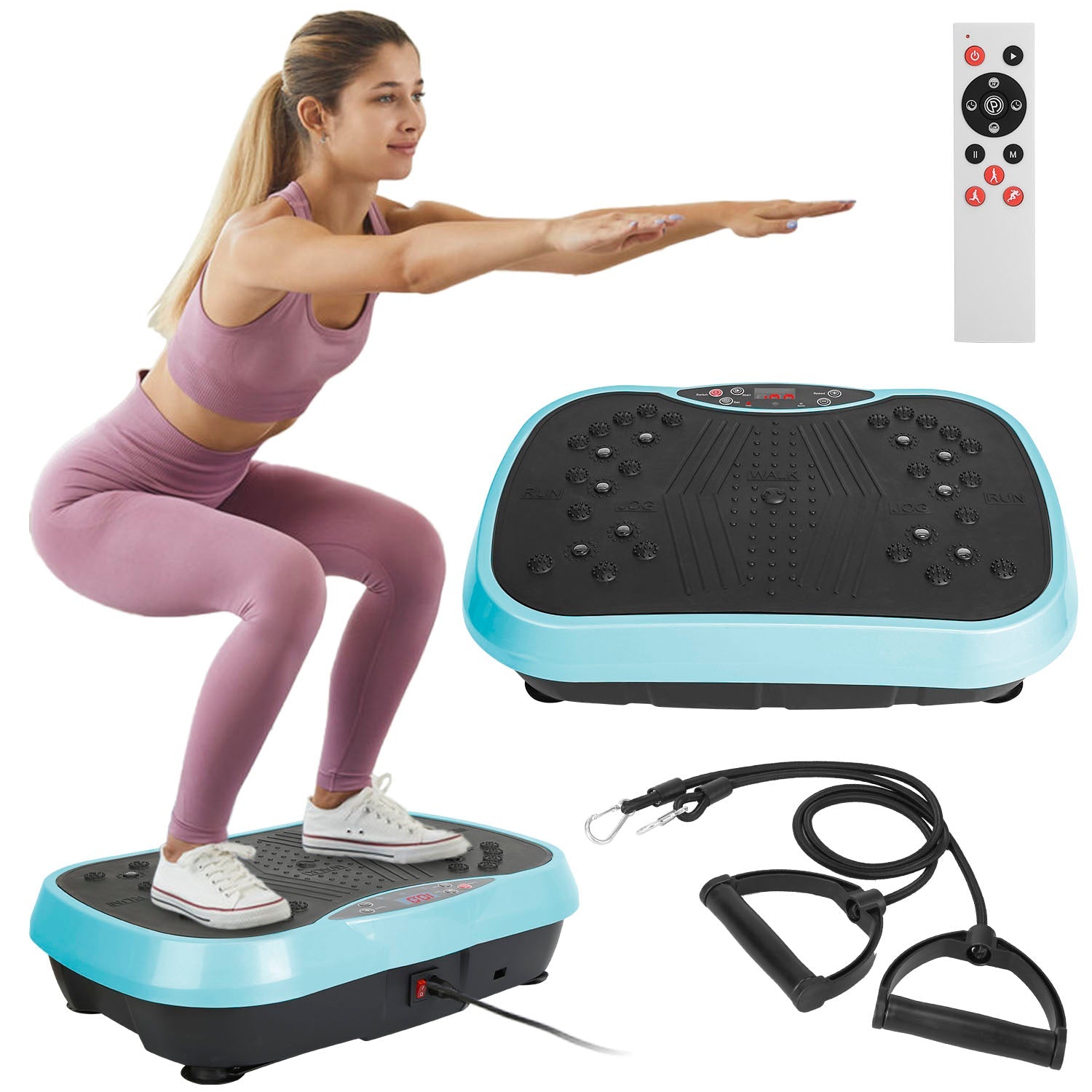 Vibration Exercise Machine With Resistant Bands Remote Control Whole Body Vibration Platform Workout Equipment Home Fitness Training Equipment For Wei