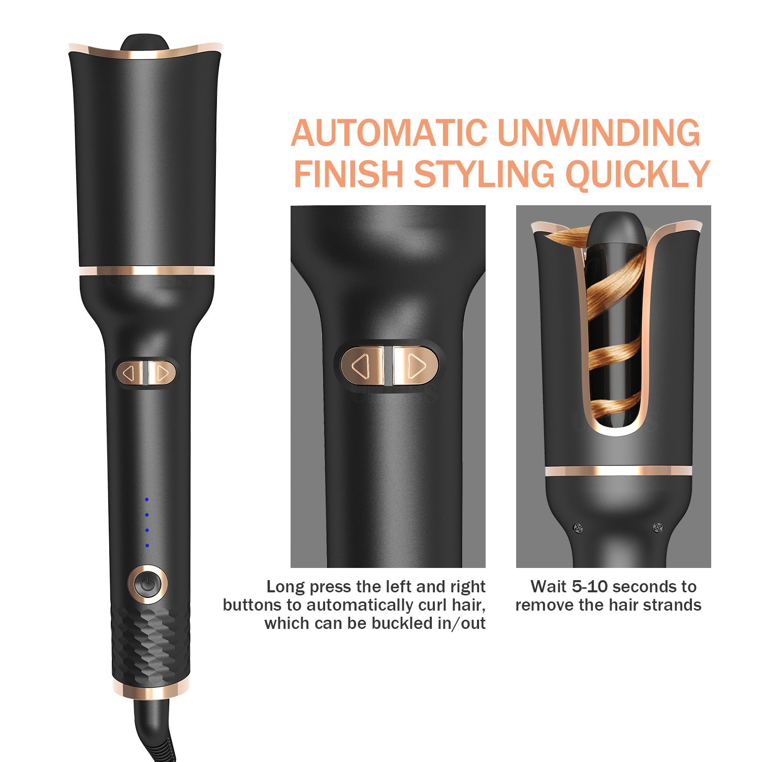 Automatic Spiral Curling Iron – Tourmaline Ceramic Negative Ion | 10-Temp Wet & Dry