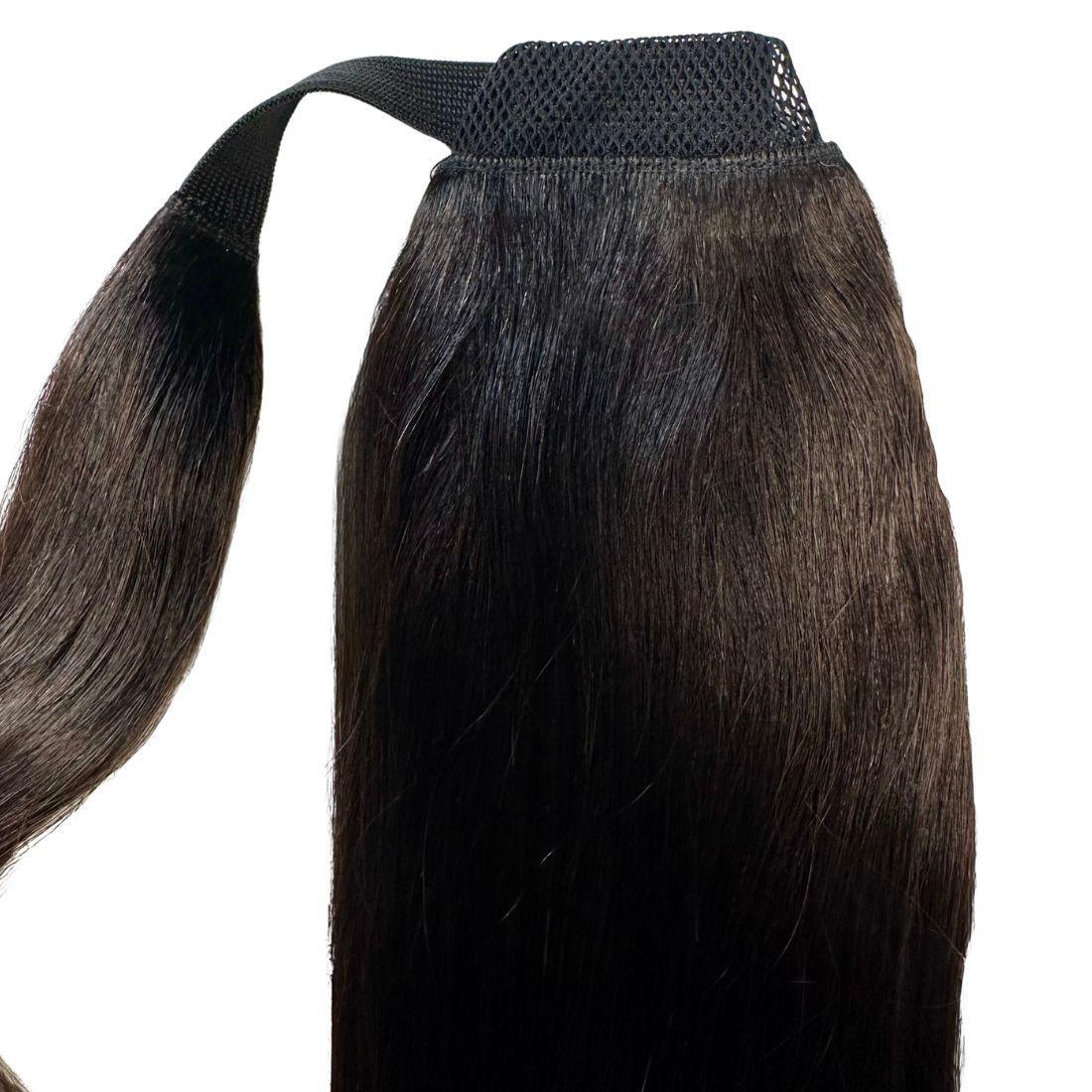 Extensión de cola de caballo de cabello 100% humano negro natural