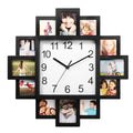 Photo Frame Clock Picture Collage 12-Picture Display Wall Clock Photowall Wall Hanging Home Decor
