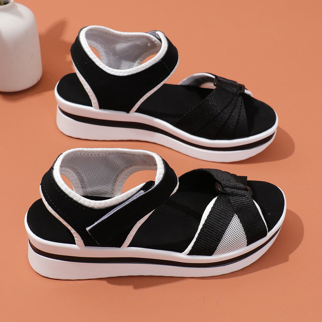 Sandalias planas de malla con tiras cruzadas para mujer