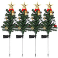 4Packs Solar Christmas Tree Lights Xmas Garden Decorations Tree Stake Lamp 20LEDs Solar Decor Light with Constant and Flashing Mode for Pathway Yard P