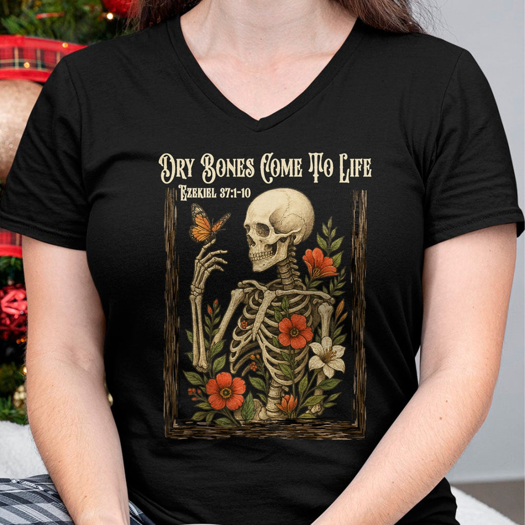 Fe cristiana: Huesos secos cobran vida, camiseta con estampado floral de esqueleto - Camiseta/sudadera unisex de Halloween - NGHL00 (Copia)
