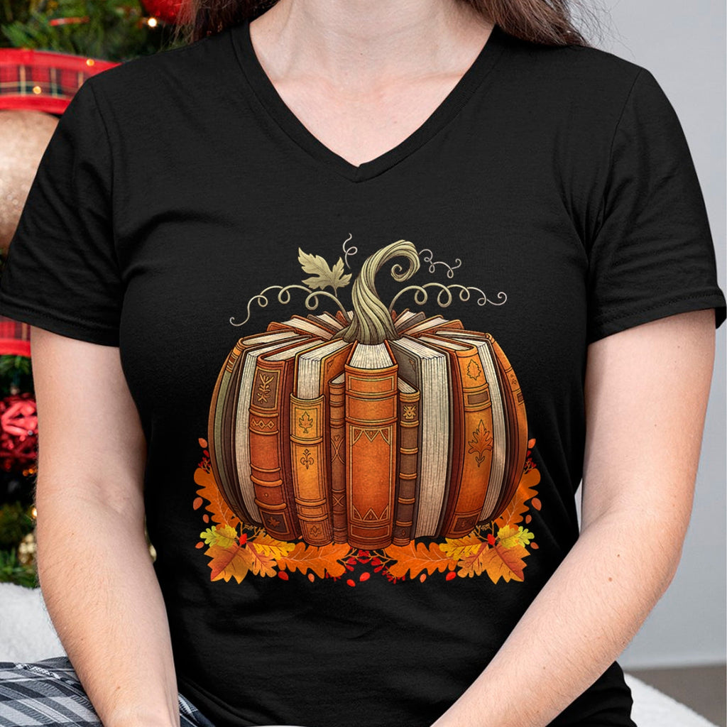 Camiseta Fall Book Pumpkin Retro Reading Teacher Books Lover - Camiseta/Sudadera con capucha unisex de Halloween - NGHL00