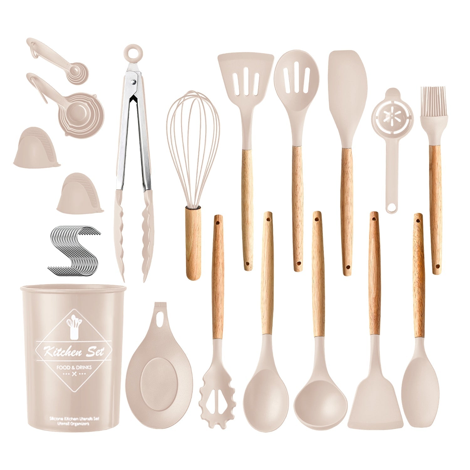35Pcs Kitchen Cooking Utensils Set Spatula Set Baking Utensil Set Kitchen Accessories Necessities with Holder Egg Whisk Separator Tong Turner Spoons C
