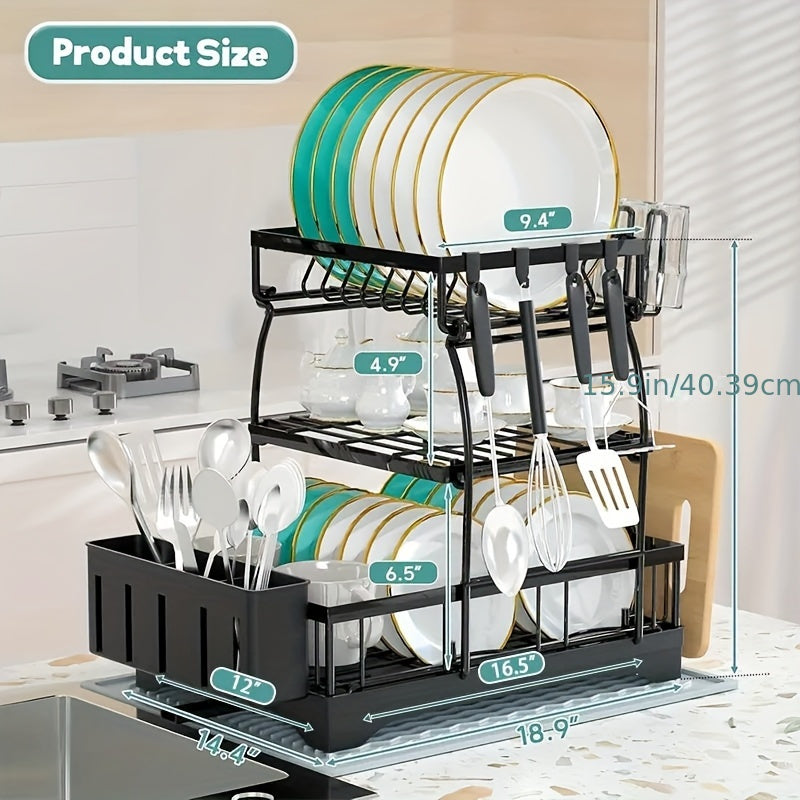 Estante escurreplatos metálico negro – 2 niveles / 3 niveles